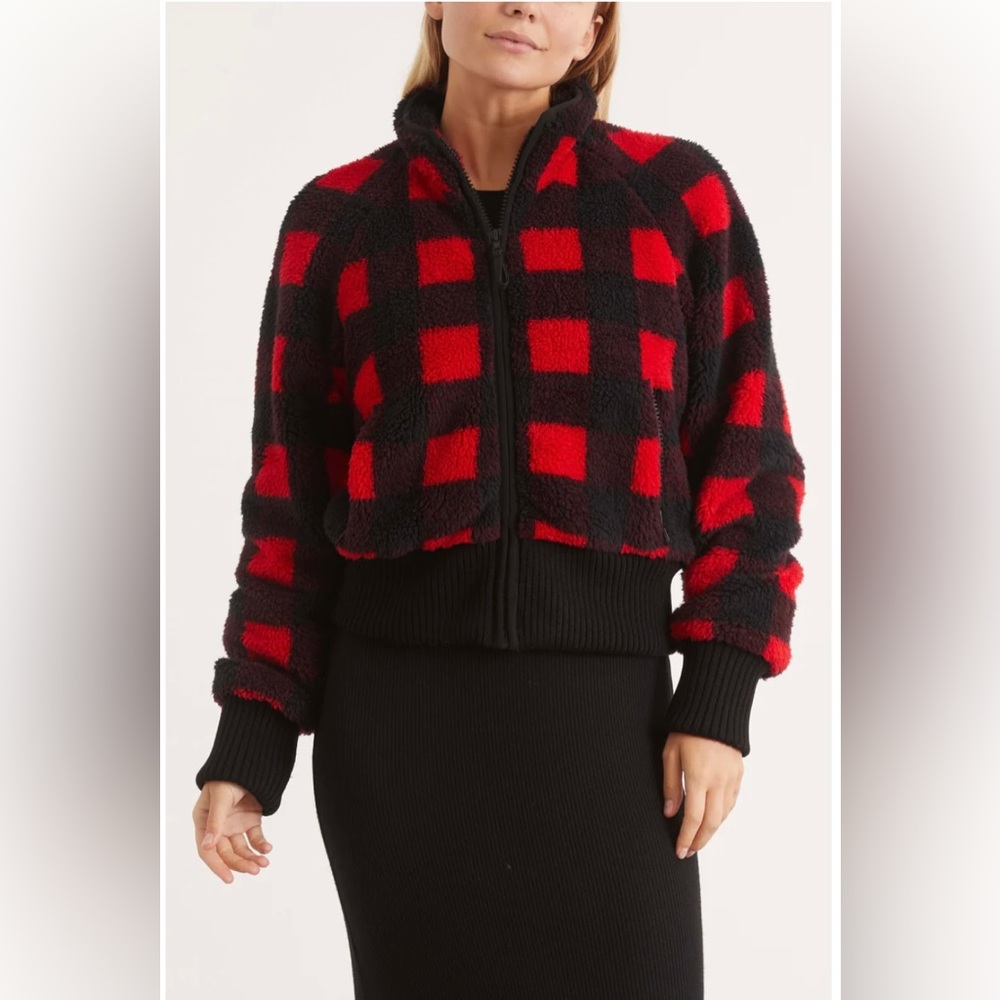 SOLD!!! No longer available!MOTHER The Funnel Neck Ribbed Jacket Buffalo Plaid
